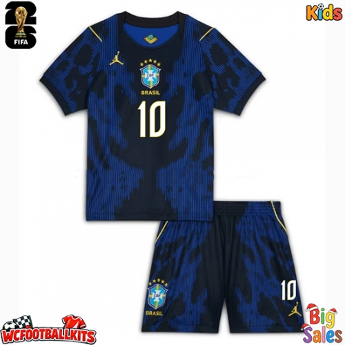 Brazil Vinicius Junior #10 Replica Away Stadium Kit for Kids World Cup 2026 Short Sleeve (+ pants)